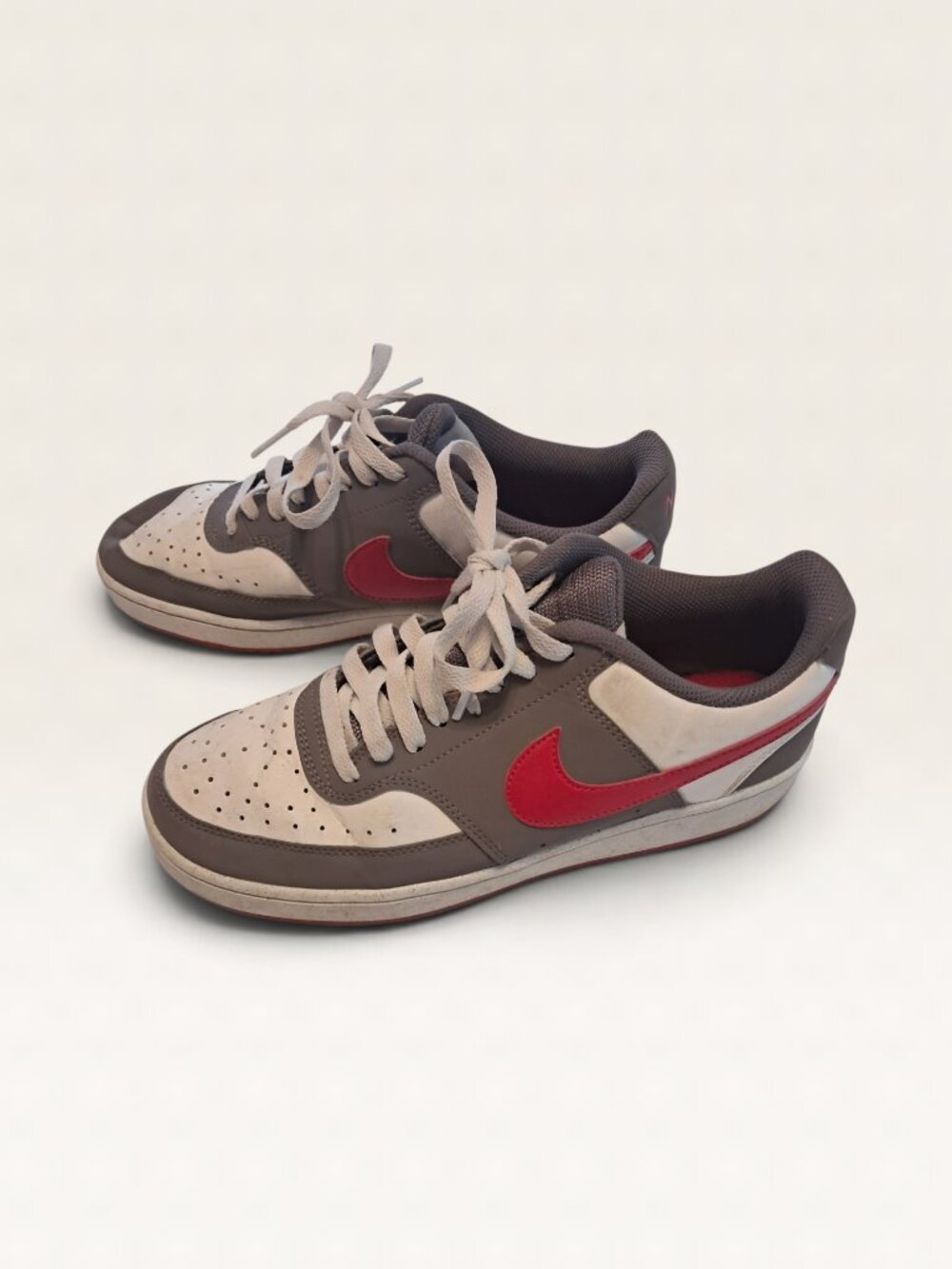 Nike Court Vision Low Gray Cream Red Sneakers Mens 7.5